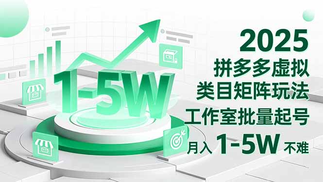 (16548期)2025 拼多多虚拟类目矩阵玩法,工作室批量起号,月入 1-5W 不难-冷静项目网
