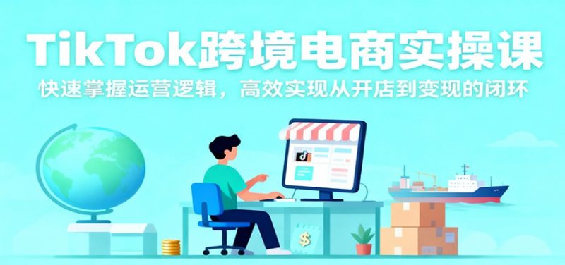 TikTok跨境电商实操课，快速掌握运营逻辑，高效实现从开店到变现的闭环-冷静项目网
