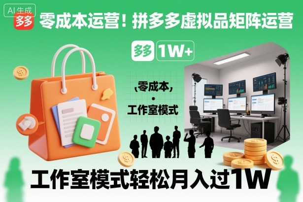 零成本运营！拼多多虚拟品矩阵运营，工作室模式轻松月入过1W-冷静项目网