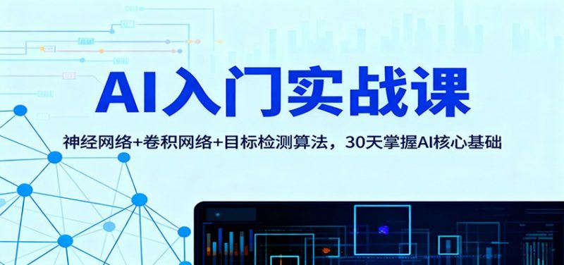 AI入门实战课：神经网络+卷积网络+目标检测算法，30天掌握AI核心基础-冷静项目网