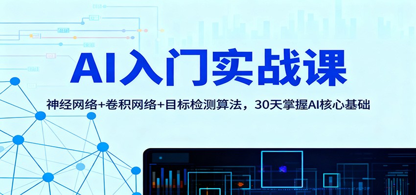 AI入门实战课：神经网络+卷积网络+目标检测算法，30天掌握AI核心基础-冷静项目网