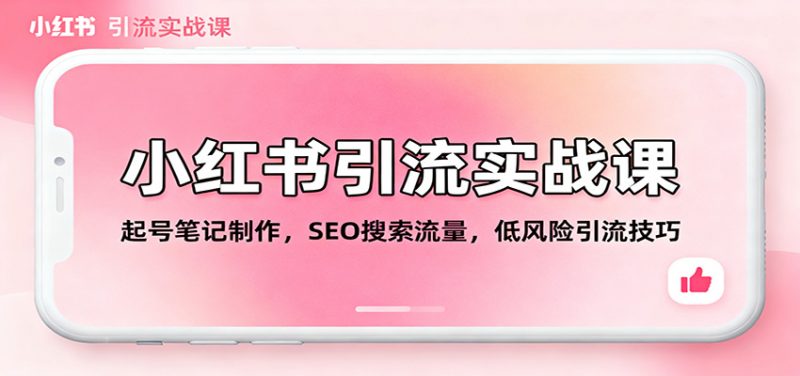 小红书引流实战课：起号笔记制作，SEO搜索流量，低风险引流技巧-冷静项目网