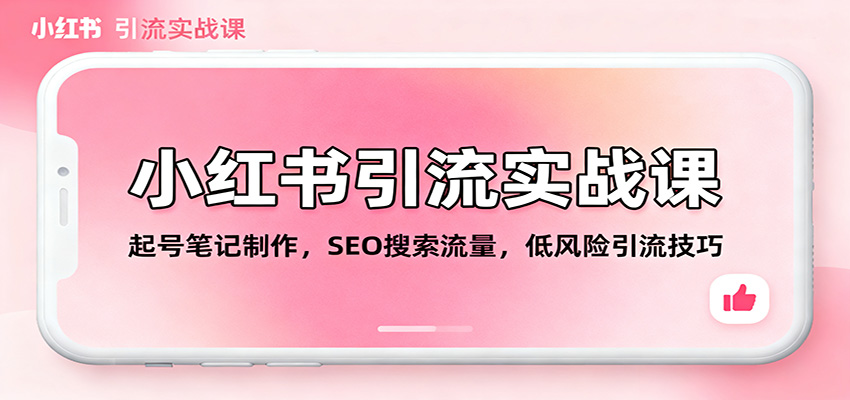 小红书引流实战课:起号笔记制作,SEO搜索流量,低风险引流技巧-冷静项目网