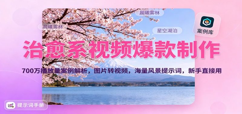 治愈系视频爆款制作,700万播放量案例解析,图片转视频,海量风景提示词,新手直接用-冷静项目网