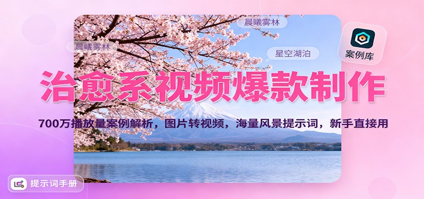 治愈系视频爆款制作，700万播放量案例解析，图片转视频，海量风景提示词，新手直接用-冷静项目网