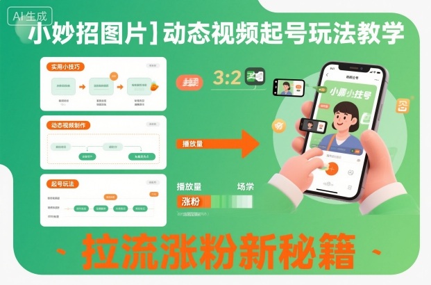 小妙招图片＋动态视频起号玩法教学，拉流涨粉新秘籍-冷静项目网