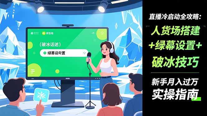 （16605期）直播冷启动全攻略:人货场搭建+绿幕设置+破冰技巧，新手月入过万实操指南-冷静项目网