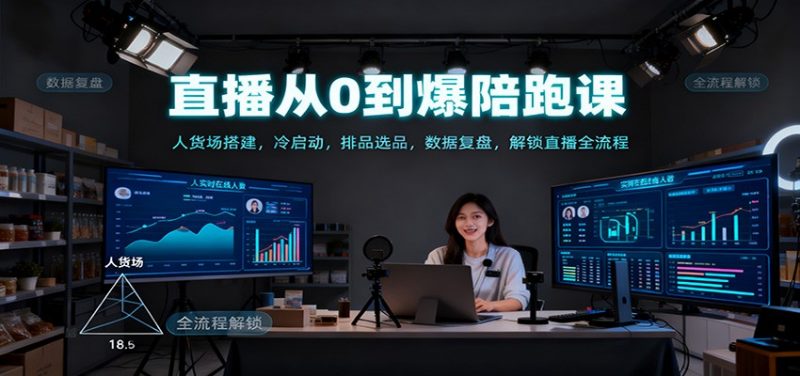 直播从0到爆陪跑课：人货场搭建，冷启动，排品选品，数据复盘，解锁直播全流程-冷静项目网