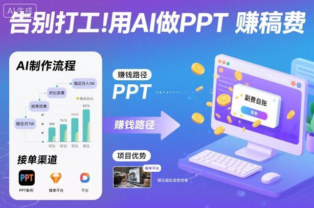 告别打工！用AI做PPT賺稿费，稳定月入1W，提供接单渠道-冷静项目网
