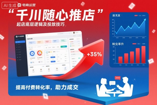 千川随心推起店底层逻辑及投放技巧，提高付费转化率，助力成交-冷静项目网