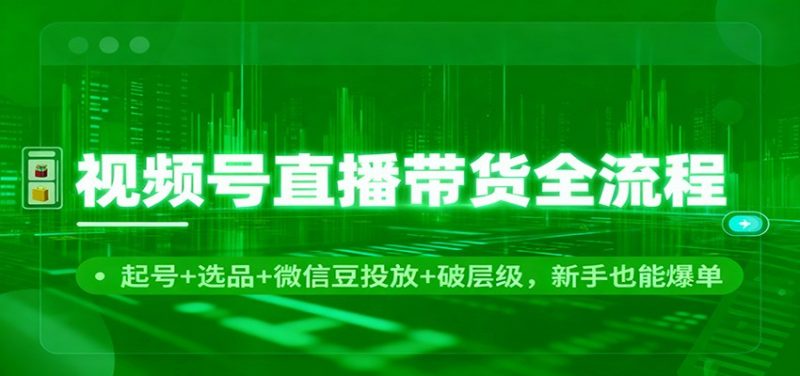 视频号直播带货全流程：起号+选品+微信豆投放+破层级，新手也能爆单-冷静项目网