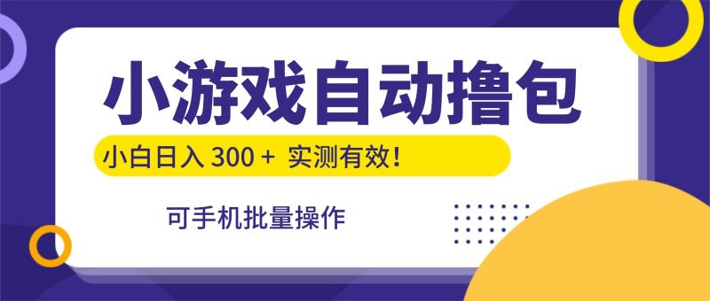 小游戏自动撸包，手机批量操作，小白日入300 +-冷静项目网
