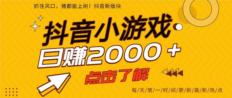 （16724期）25年爆火的抖音小游戏项目，一部手机日入2000+-冷静项目网