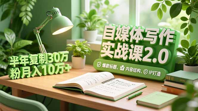 （16734期）自媒体写作实战课2.0，爆款标题、内容结构、IP打造，半年复制30万粉月入10万+-冷静项目网