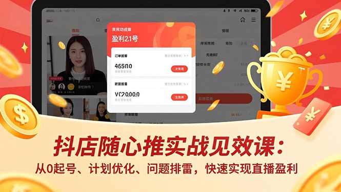 （16726期）抖店随心推实战见效课：从0起号、计划优化、问题排雷，快速实现直播盈利-冷静项目网
